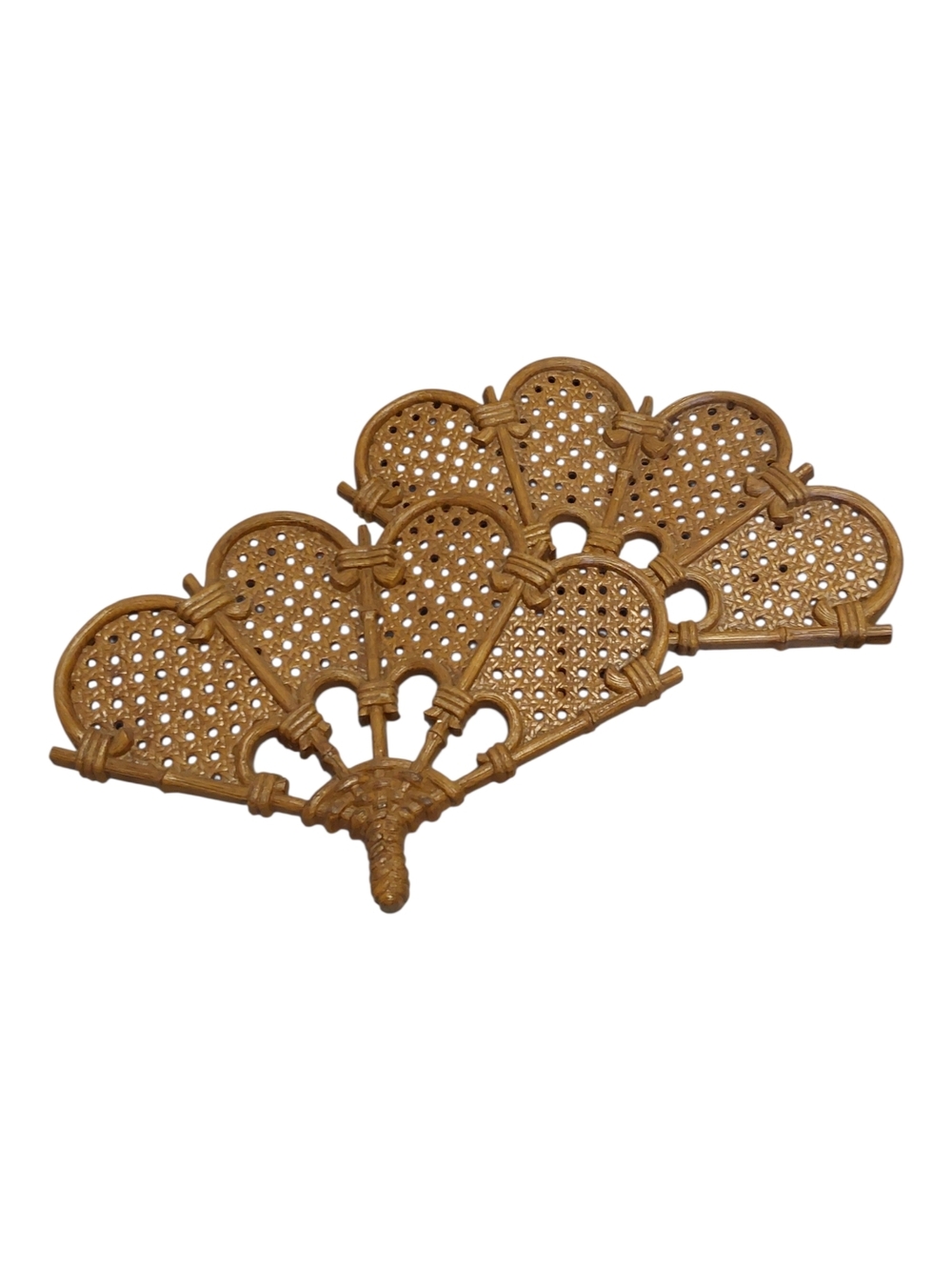 Handwoven Rattan Fan Wall Hook - Tan